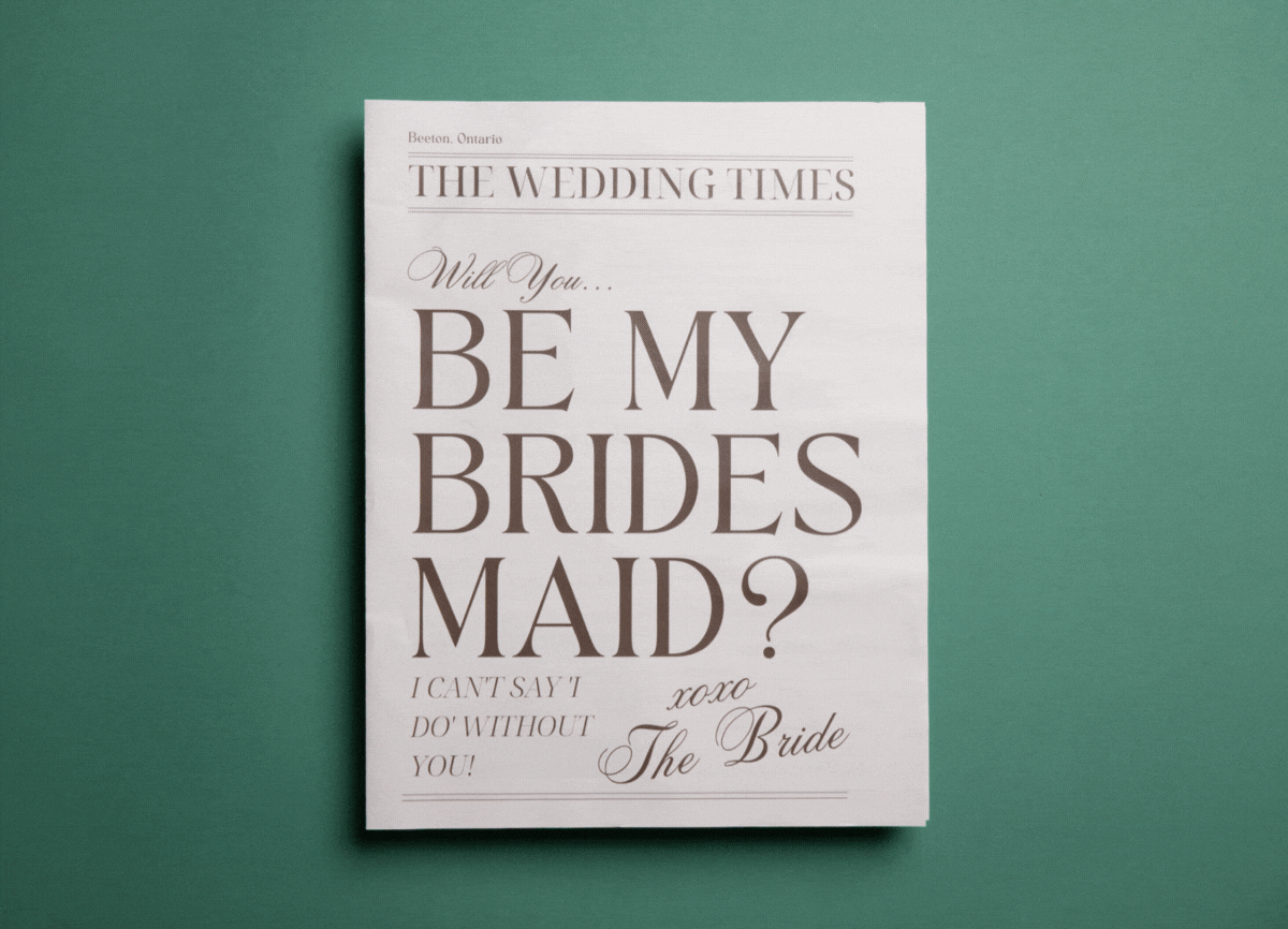 Bridesmaids proposal newspaper by Newspaper Club