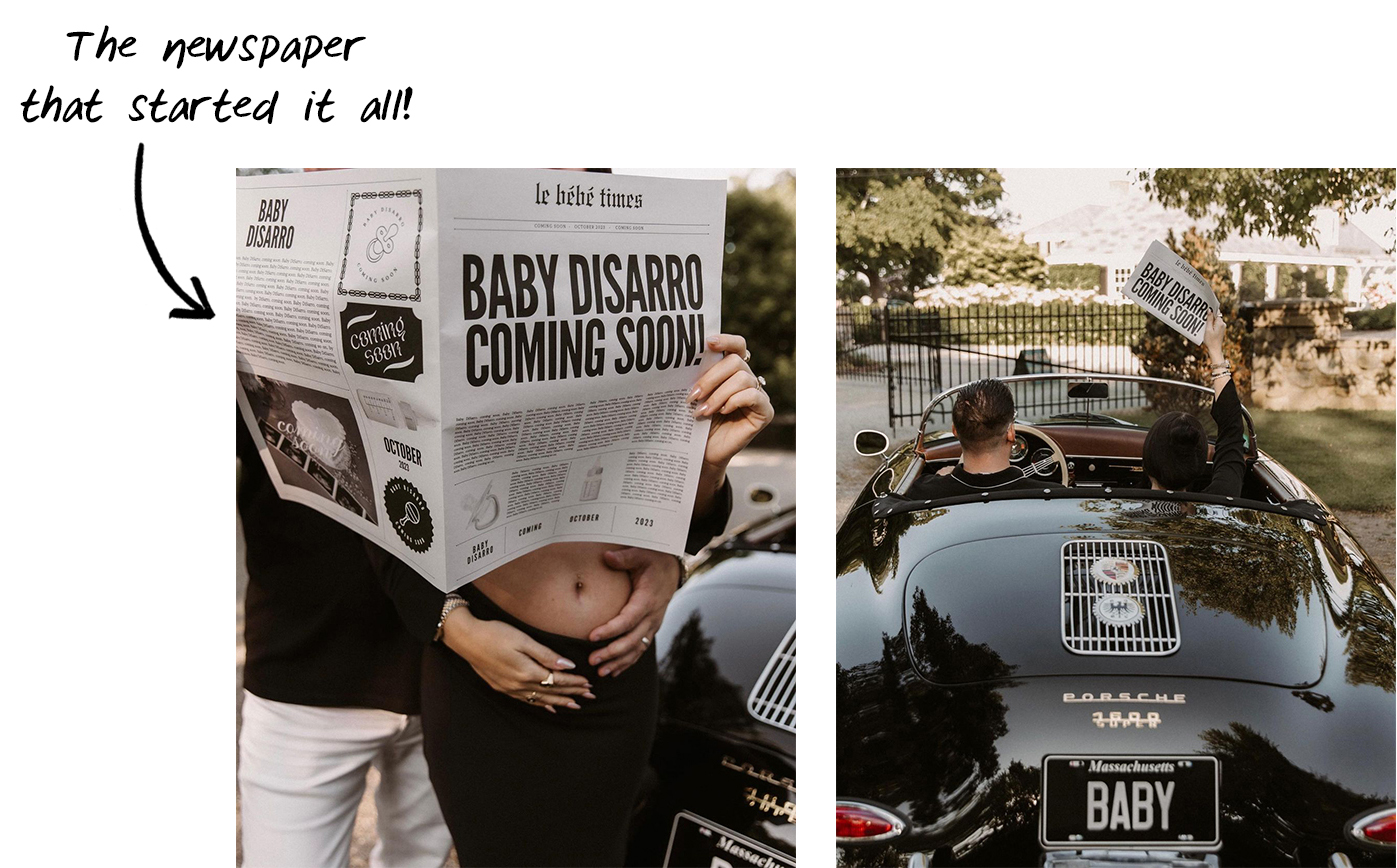Pregnancy announcement newspaper free Canva template