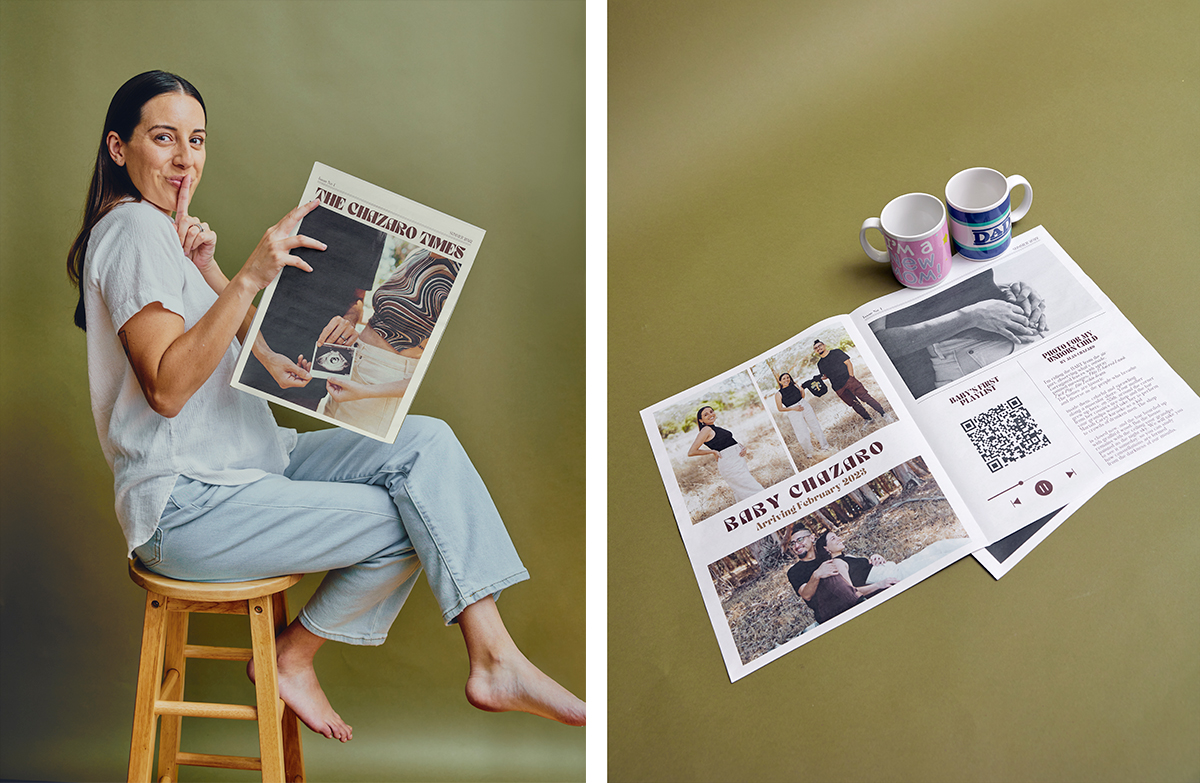 Custom pregnancy announcement newspaper. Printed by Newspaper Club.