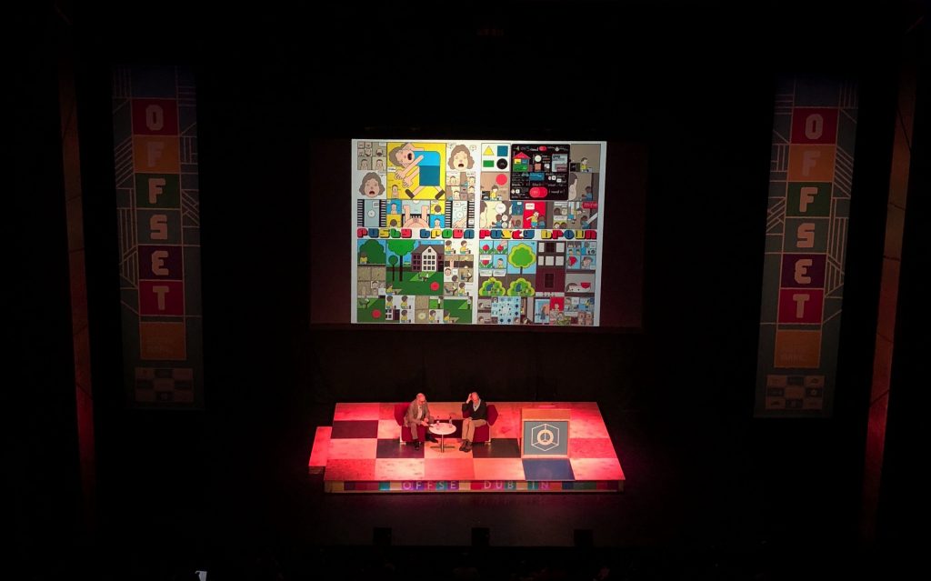 chris ware in conversation with john walters of EYE magazine at offset dublin 2018