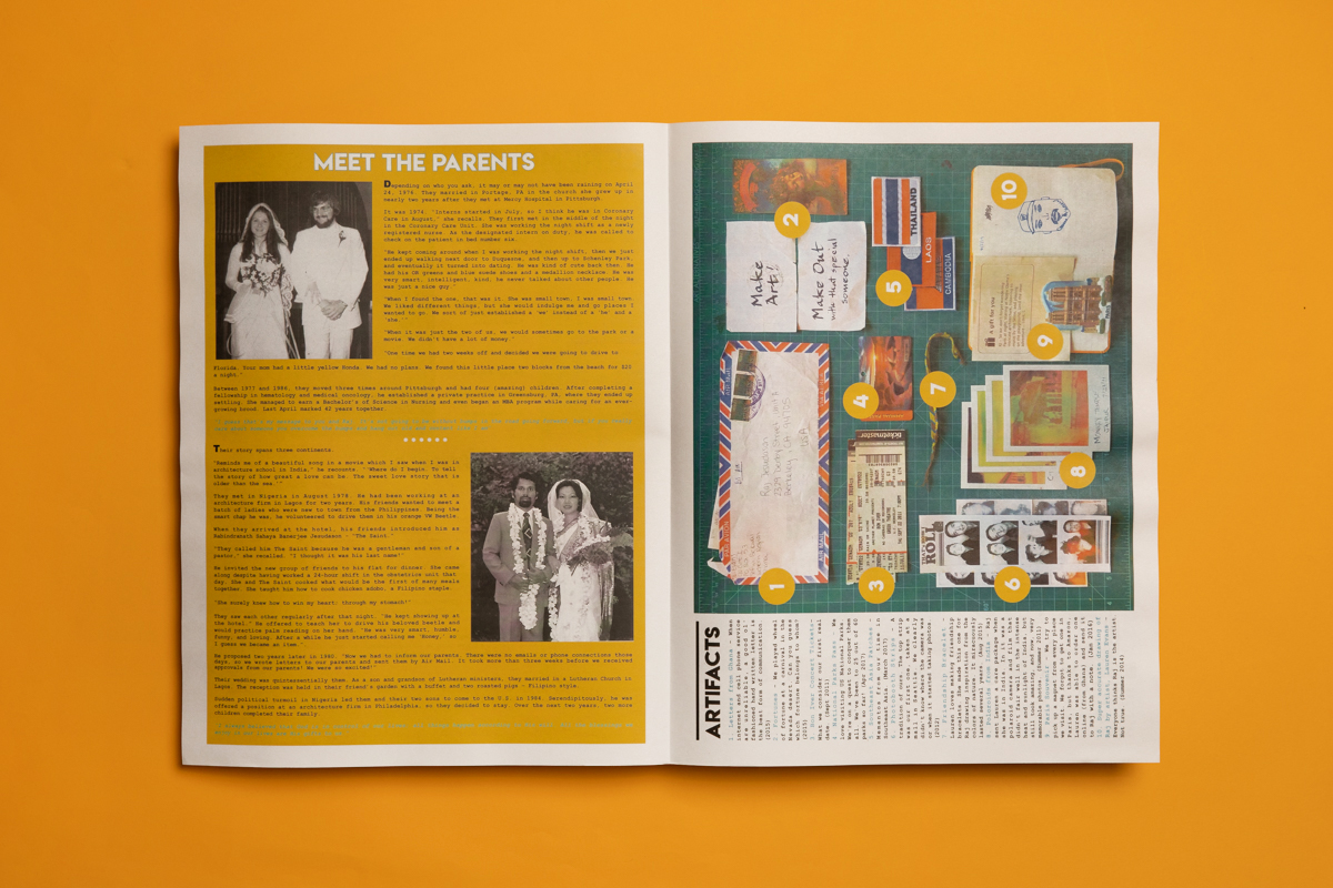 Lauren and Rajiv's wedding newspaper with 3D poem. Printed by Newspaper Club.