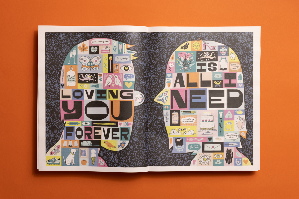 Noah and Cydney Wedding Invite Illustrated Poster. Printed by Newspaper Club.