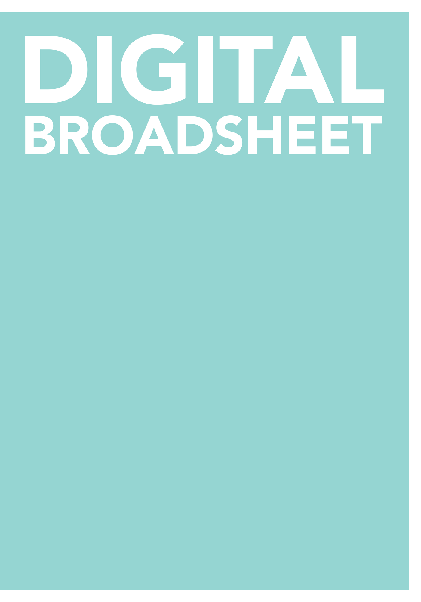 Front cover of blank Digital Broadsheet template