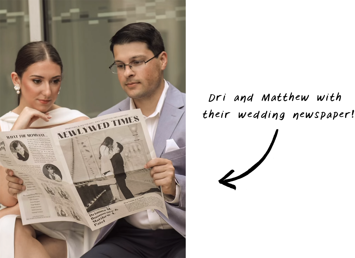 Newlywed Times wedding newspaper. Printed by Newspaper Club.