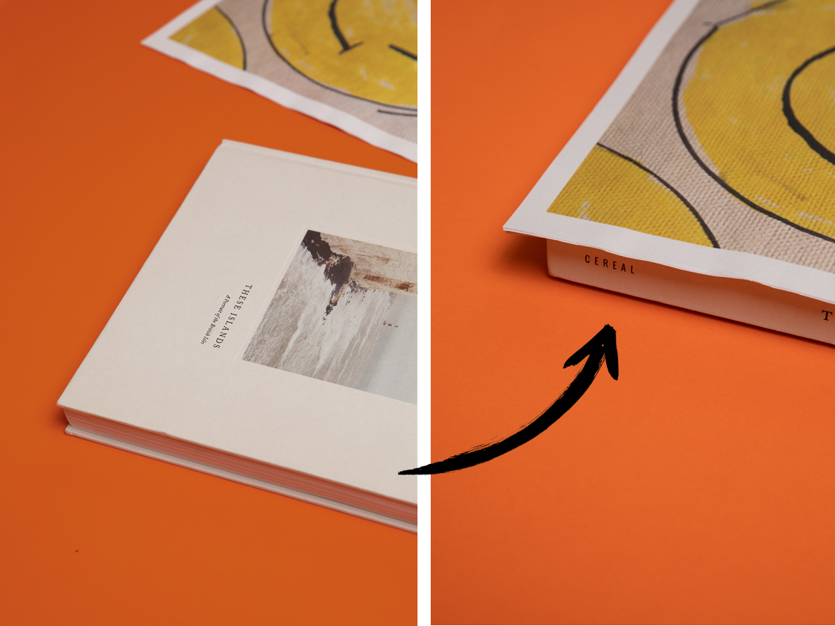 Image showing a newspaper before and after elevating it with a book underneath
